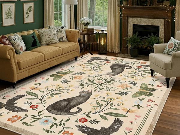 Washable Cat Area Rug Low Pile - Main image