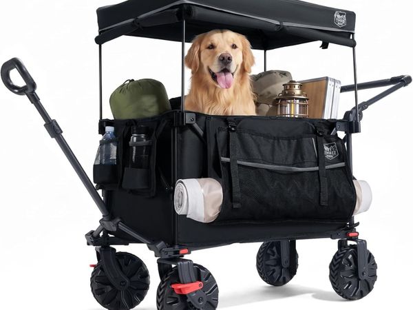 Trolley 250L Folding Wagon with Canopy Push Pull - Main image