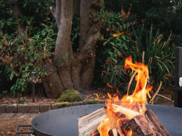 Outdoor Fire Pit Burner Raw Iron Handles - Main image