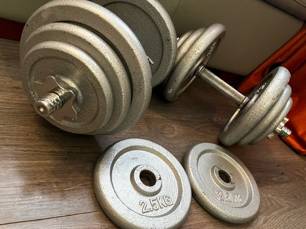 2x19.6kg cast iron spinlock dumbbells - Main image