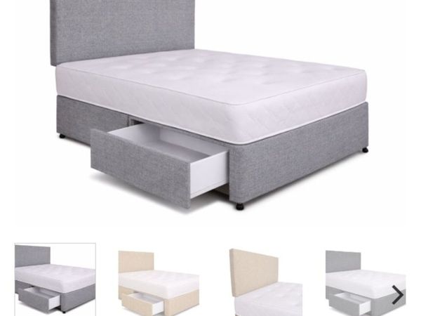Divan Tweed Base & Headboard 2 Storage Drawers - Main image