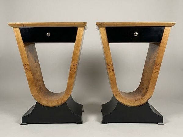 Pair of Architectural Art Deco Style Bedside Lockers / Nightstands - Main image