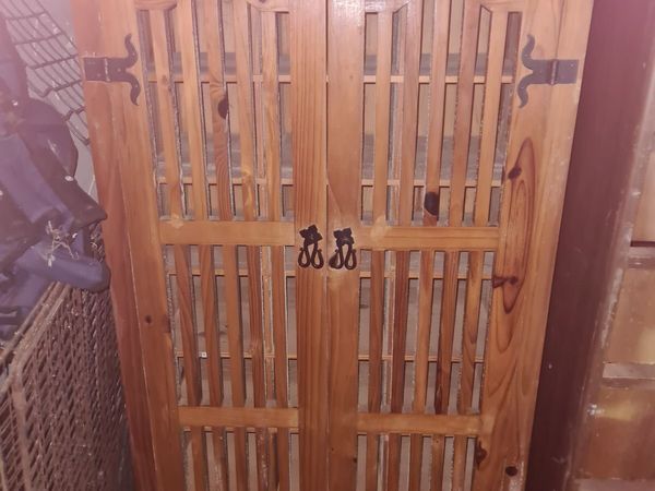 Pine wine cabinet holds 21 bottles solid construct - Main image