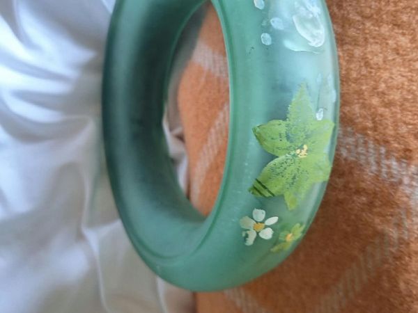 Antique Bagley Frosted Green Uranium Glass Ring - Main image