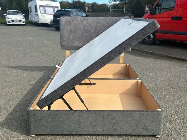 Grey Double Ottoman Bed - Base & Headboard - Main image