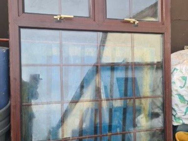 Wood colored PVC Georgian style window with 2 x to - Main image
