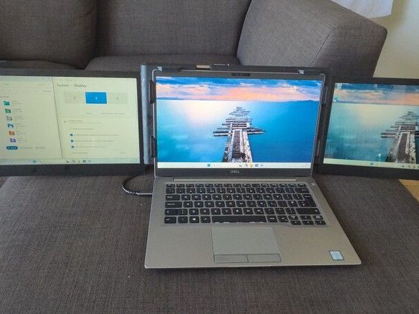 Triple Screen Laptop Extender Dual 13.3" FHD Right Hinge Damaged Screens Working - Main image