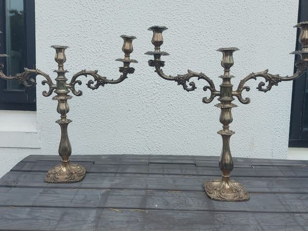 PAIR of large 19thC. silver plated candelabra - Main image