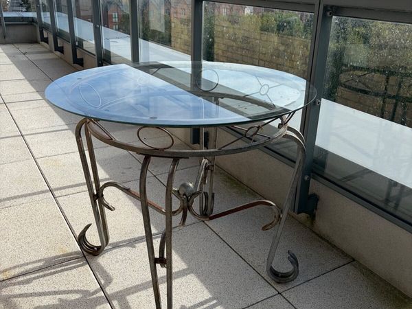 Ornate Wrought Iron & Glass Garden / Patio Table - Main image