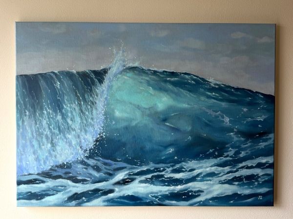 ORIGINAL OIL PAINTING, Seascape Wave  Wall Art - Main image