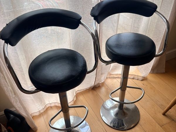 2 x faux leather adjustable bar stools - Main image