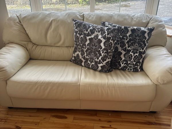 White real leather 3 seater x 2 - Main image