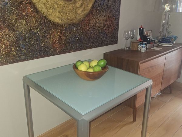 Calligaris Square Glass & Metal Dining Table - Main image