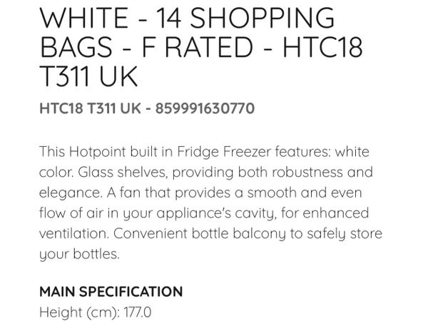 Incorporate fridge freezer -The Hotpoint HTC18 T31 - Main image