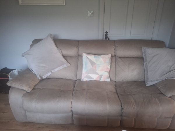 Sofas x2 - light grey Suede Recliners - Main image