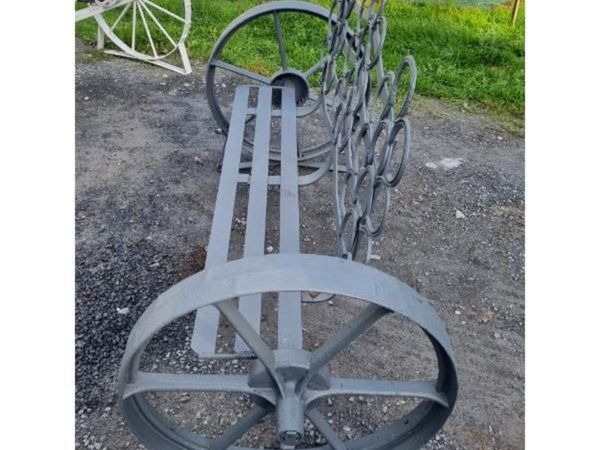 Cart Wheel Bench With Tractor Seats KAS1360 - Main image