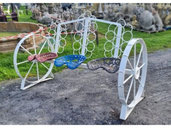 Cart Wheel Bench With tractor Seats KAS1359 - Main image