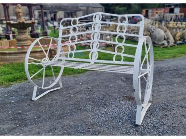 Cart Wheel Bench White KAS1357 - Main image
