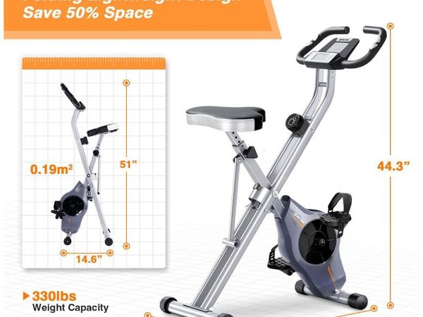 BCAN Folding Exercise Bike with Magnetic Resistance, Pulse Monitor and Comfortable Seat - Main image