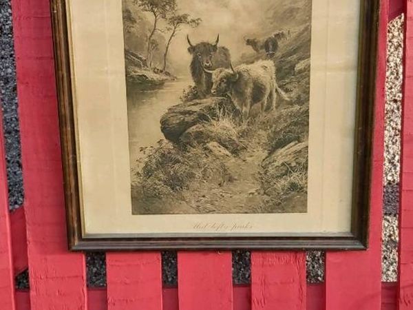 Pair of Western prints with buffalo framed picture - Main image