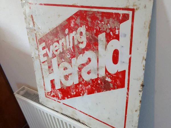 Vintage evening herald newsagent sign 70s - Main image