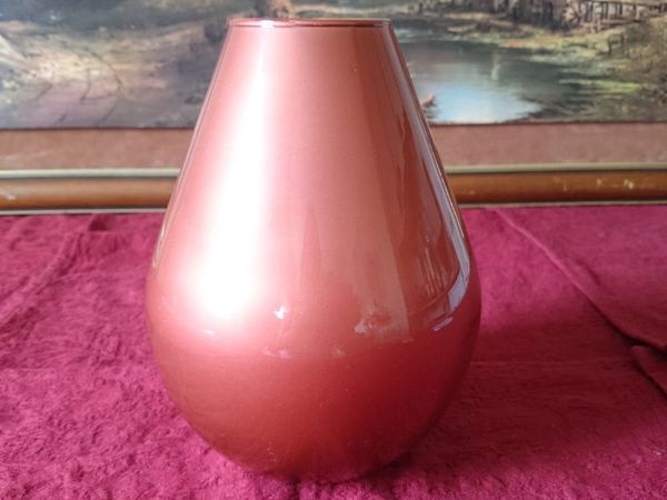9 Inches Tall Orange Glass Vase Made In Spain - Main image