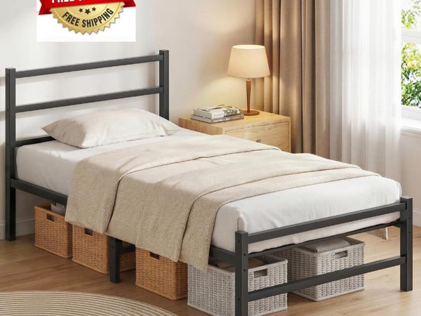 Single Bed Frame, 3ft All Metal Slats Support Plat - Main image