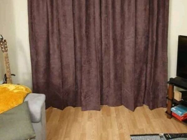 Mauve coloured curtains in Herringbone Design. - Main image