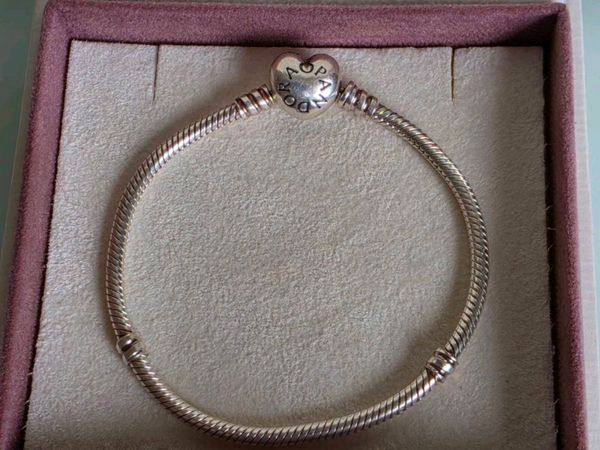 Pandora bracelet heart clasp size 18cm very good - Main image