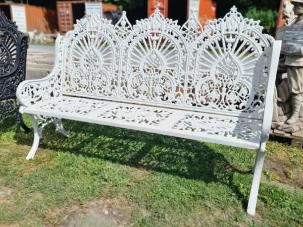 Bench Cast Iron Crown Large White CH R 714 W - Main image