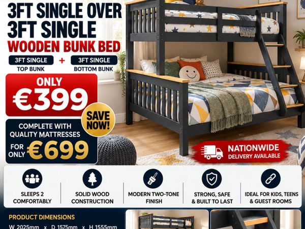 Triple Bunk Beds TO CLEAR 3ft over 4ft6 ONLY €399 - Main image