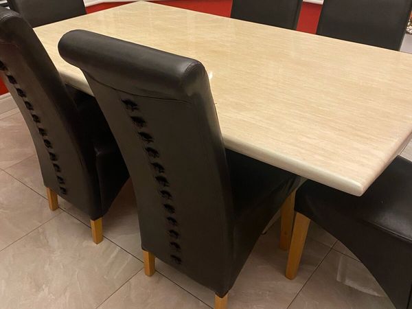 Marble Table and 6 Leather Chairs €790 - Main image