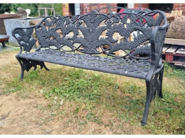 Bench Large Fern & Leaf Cast Iron Black CH R 713 B - Main image