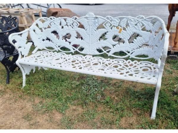Bench Large Fern & Leaf Cast Iron White CH R 713 W - Main image