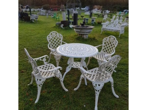 Cast Iron Garden Set Table and Four Chairs Style H - Main image