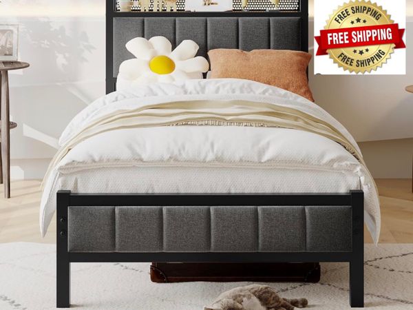 3ft Single Bed Frame With Storage Headboard, Uphol - Main image