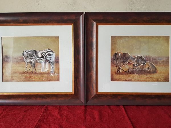 2Pc.Vanessa Jayne Framed Prints Lion &Zebra Family - Main image