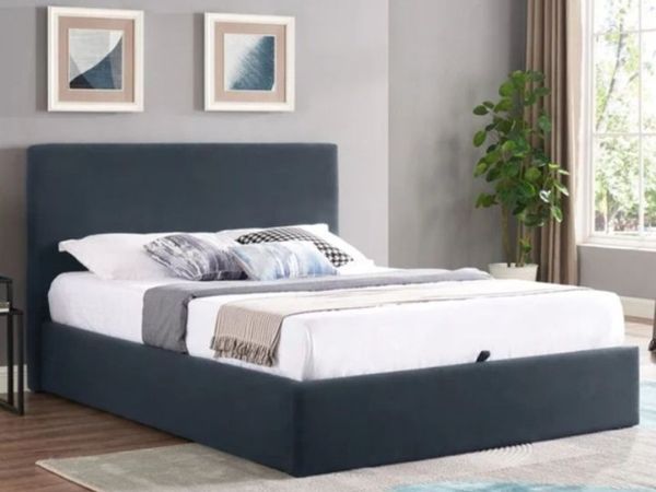 Ezra Navy Ottoman Bedframe / 2 Sizes & 3 Colours - Main image