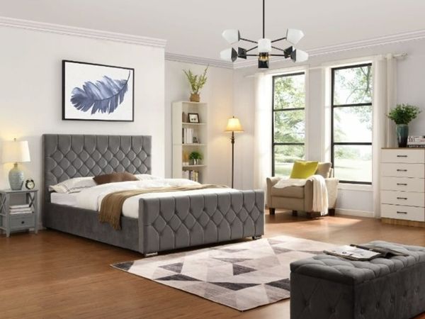 Galway Grey Fabric Bed - Main image