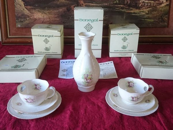 New 7Pc. Donegal Parian Flora Irish Tea Set & Vase - Main image