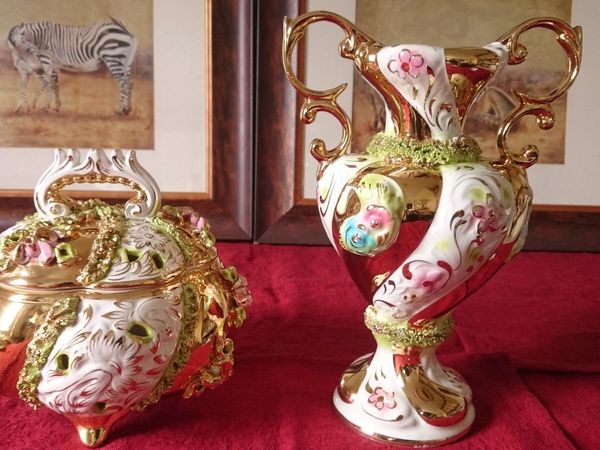 Italian Luxury Art Deco Centerpiece Vase & Bowl - Main image