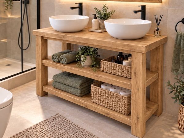 Handmade Rustic Bathroom Vanity Unit - Main image