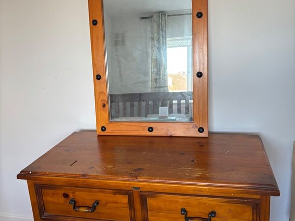 Pine Chest of Drawers & Mirror - Main image