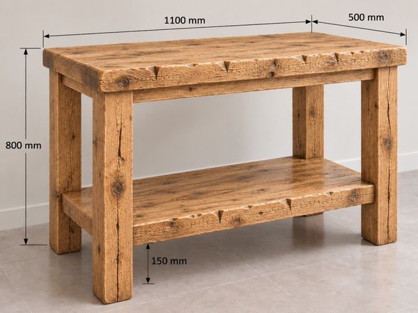 Handmade Rustic Wood Bathroom Vanity Unit - Main image