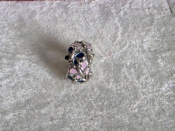 Pandora pink/blue butterfly  spacer charm - Main image