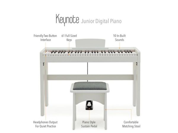 Keynote Junior Digital Piano & Stool White - Main image