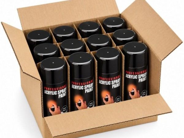 Satin Spray Paint, 400ml, Black (18013) - BOX 12 - Main image