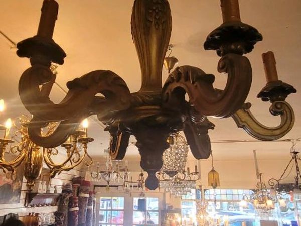 Vintage wood ceiling light - Main image