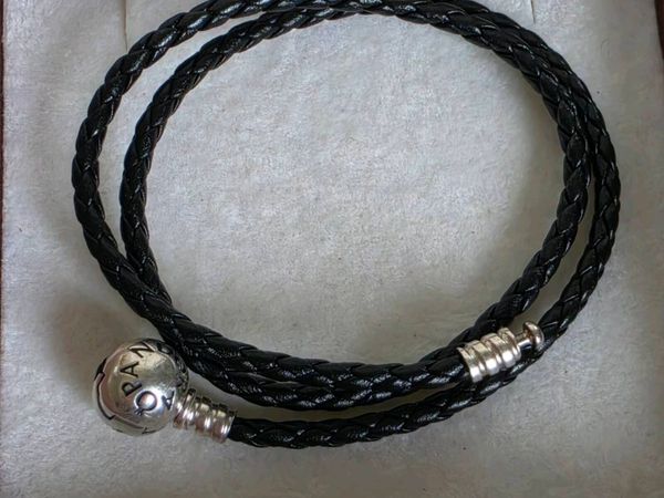 Pandora moments double Black leather bracelet - Main image