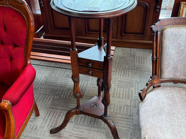 19th century oak tripod stands with two drawers - Main image